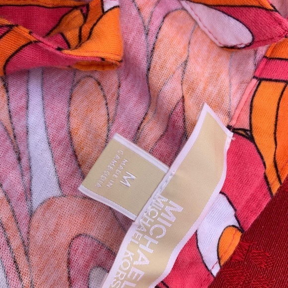 Michael Kors medium Pink Orange Retro Groovy Y2K Off The Shoulder Halter Top - Picture 3 of 5